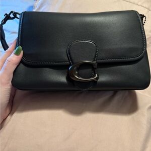 Black Leather Crossbody Bag with Signature Buckle